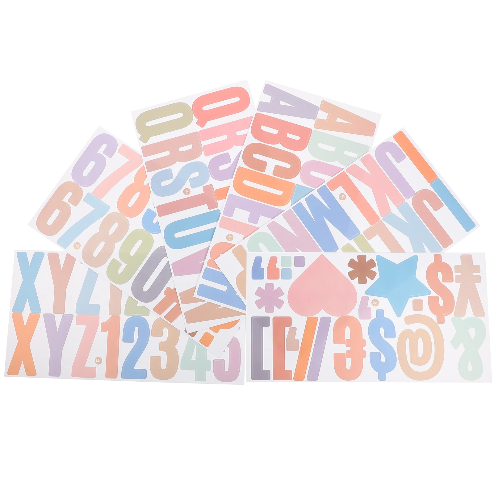 6 Sheets of Adhesive Stickers Colored Alphabet Number Stickers Multi-function Letter Number Stickers