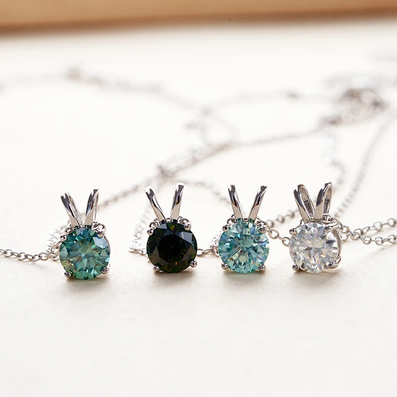 Joycejelly Classic 925 Sterling Silver Jewelry Set with 1ct Real Moissanite Stone Wedding Earrings Necklace for Women Bridal