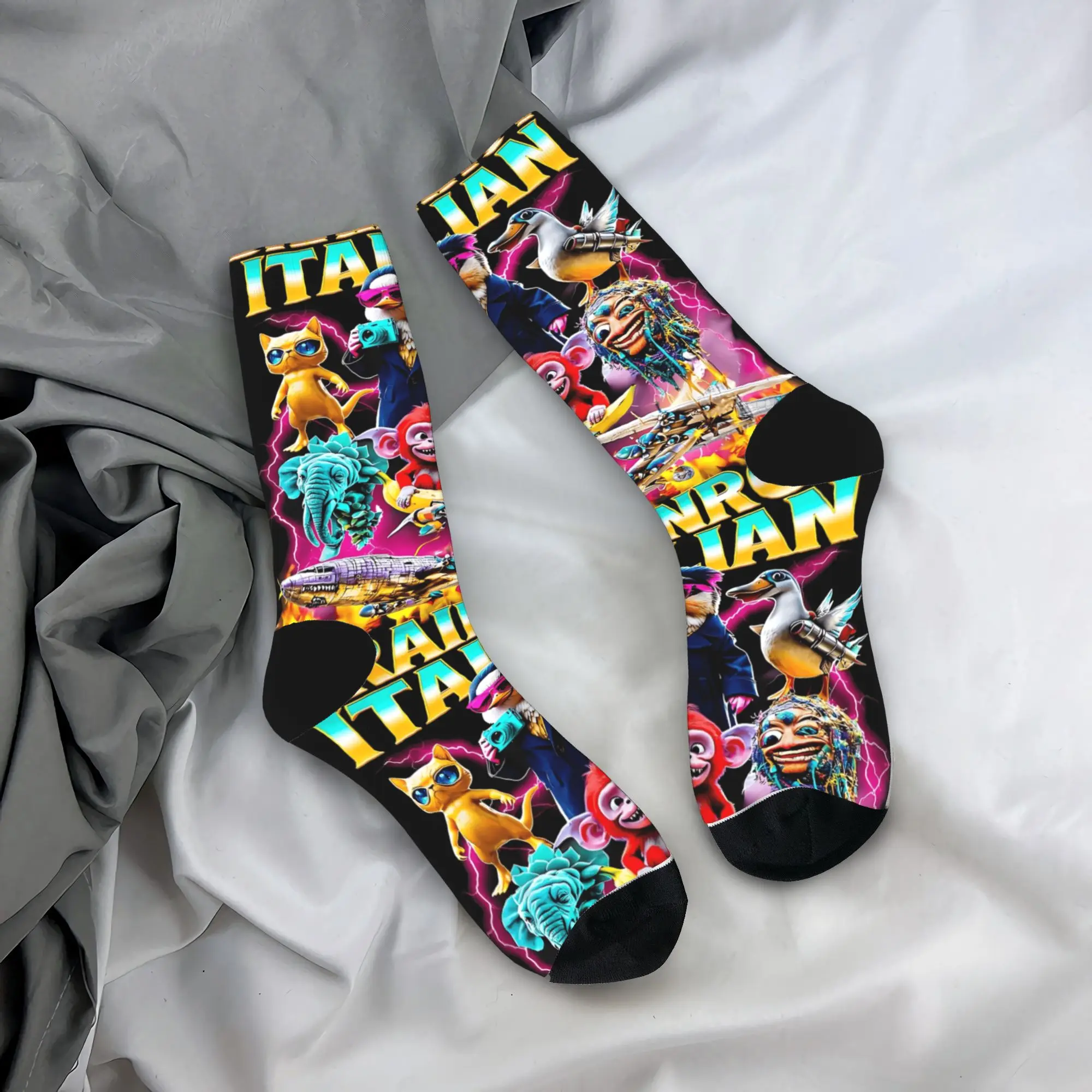 زوجين الجوارب الإيطالية Brainrot شخصيات العمل الفني جوارب الخريف مضحك تنفس الجوارب المطبوعة الدراجات المضادة للانزلاق الجوارب #1