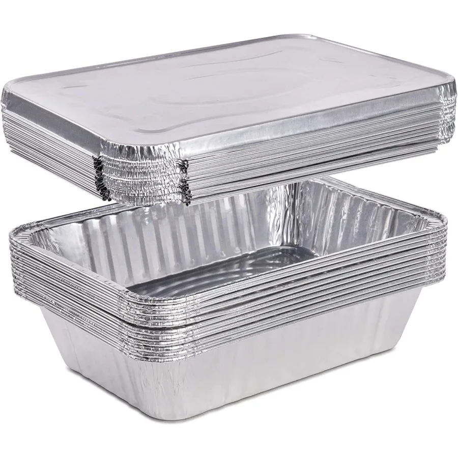 

9 x 13” Half Size Disposable Aluminum Pan with Aluminum Lids Along With 3 Pcs of Serving Utensils- Eco-Friendly & Durable - Set
