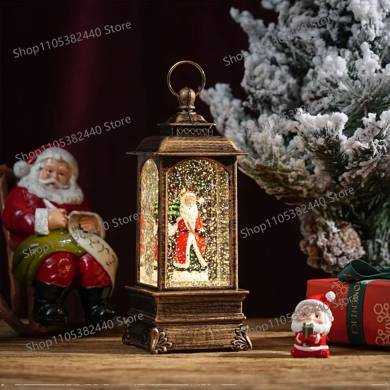 Christmas Water Lantern Musical Snow Globe, Glowing Crystal Ball Festive Ornament with Light for Holiday Home Decor