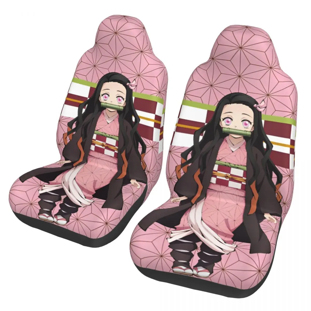 Demons Nezuko Kamado Universal Car Seat Cover Waterproof For SUV Slayers Print K-Kimetsu Anime Car Seat Covers Polyester Fishing