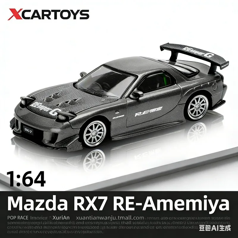 XCARTOYS 1:64 Mazda RX7 Widebody Die-Cast Simulation Car Model, Boys' Holiday Gift Toy, Adult Collection Decoration Item.