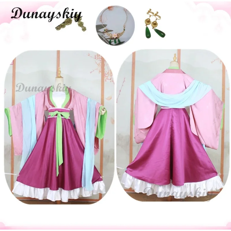 Maomao cosplay rosa traje peruca anime o avótese diários vestido saia superior hairpin kusuriya sem hitorigoto terno de halloween