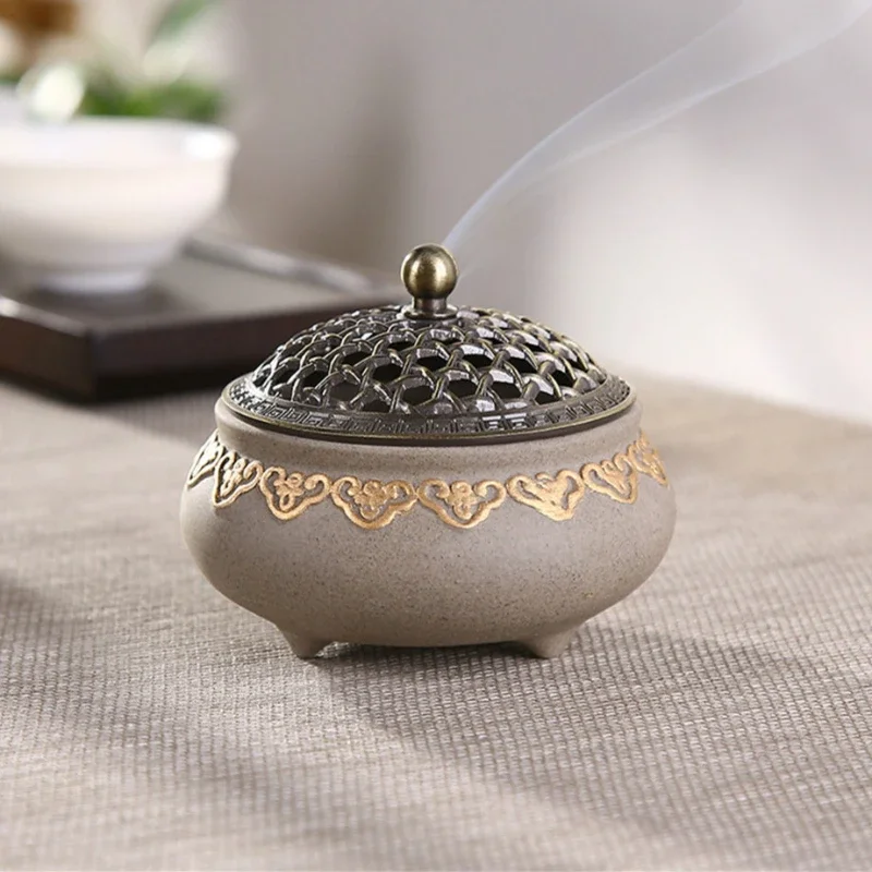 

Ceramic Mosquito Repellent Incense Burner Coil Aroma Censer Smell Removing Living Room Decor Porcelain Coil Incense Holder