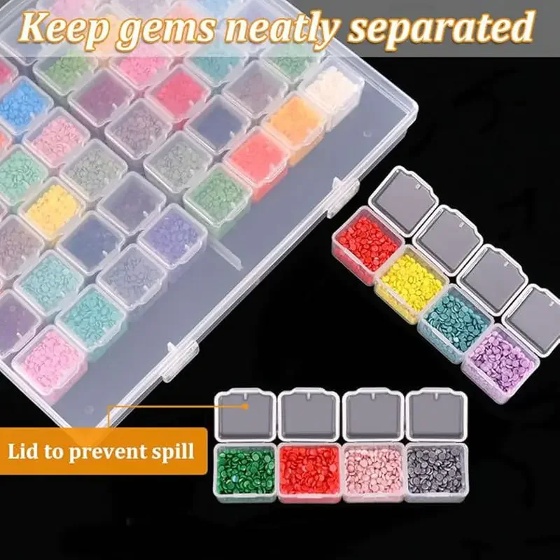 

1Pcs 56 Grids Diamond Art Bead Organizer Box Compact & Portable Clear Plastic Case for Jewelry & Gems Storage and Organizing