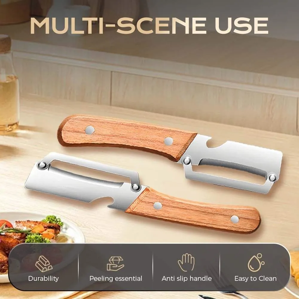 1/2/3/5pcsStainless Steel Peeler For Slicing Fruits And Vegetables Multi-Function Kitchen-Specific Peeler With Wooden Handle