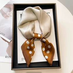 Dot Print Skinny Silk Neckerchief Luxury Design Square Scarf for Women Soft Satin Scarves Bag Ribbon Female Foulard Hairband