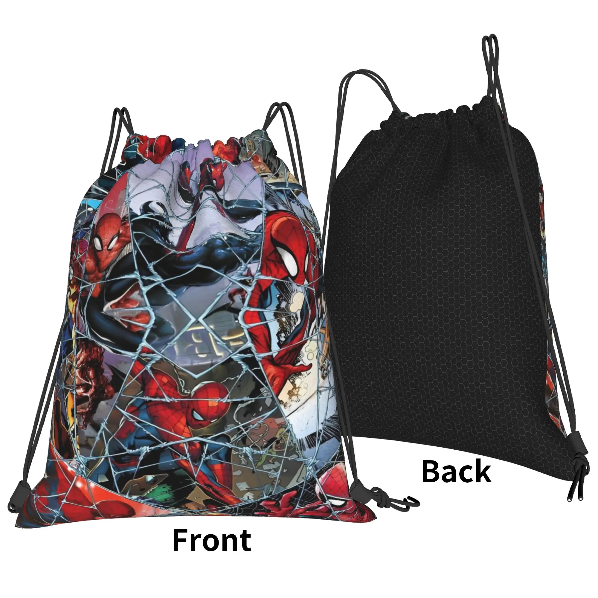 S-Spiders Heroes Backpacks  Water Resistant Retro School Gym Print Sackpack String Bags