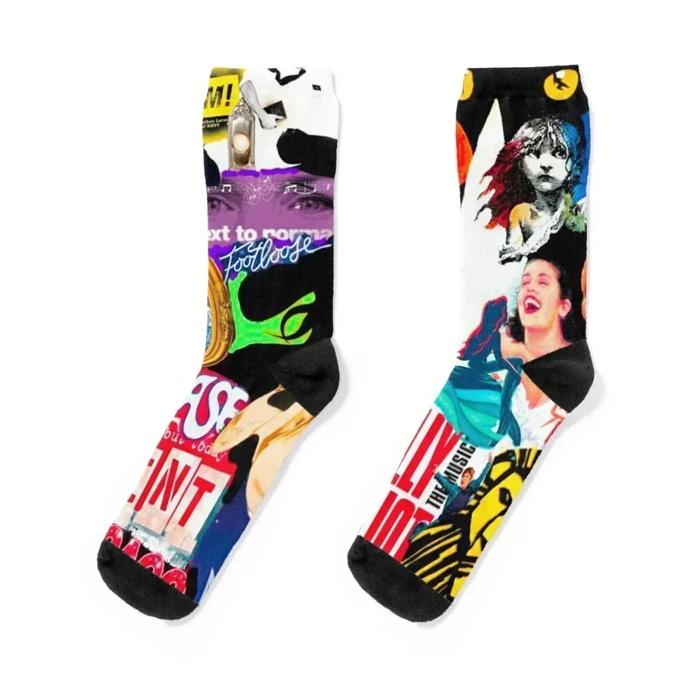 

Broadway Musical Collage Socks christmas gift christmas stocking tennis cotton Girl'S Socks Men's