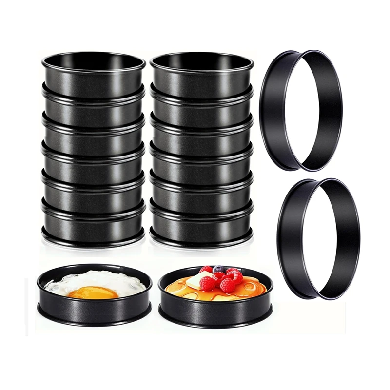 16 Pcs Crumpet Rings Nonstick 4 Inch Stainless Steel English Muffin Rings Round Double Rolled Tart Rings For Baking