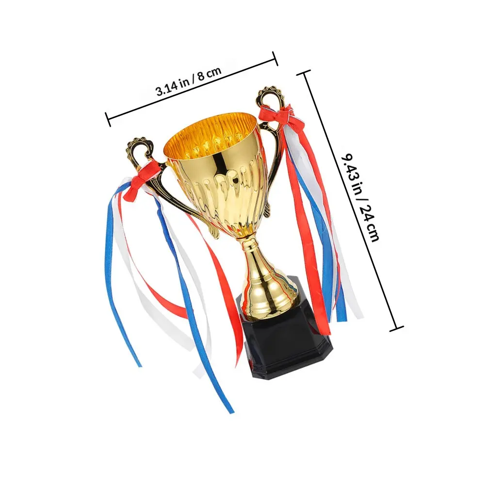 2Pcs Metal Trophy Award Bright Color Delicate Small Plastic Prize Trophy for Competition Games Office Rewards Winning Prizes