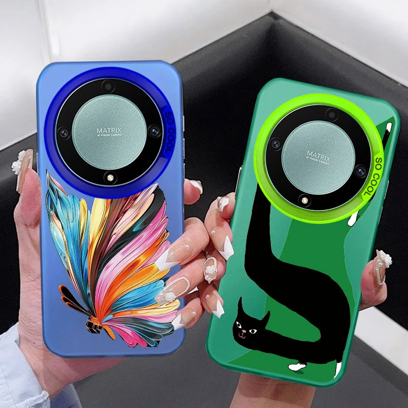 Bonito borboleta gato caso de telefone forhonor 200 pro 200 lite x9a x8a x7a 90 70 90 lite x8b 5g silicone à prova de choque popular luxo copa