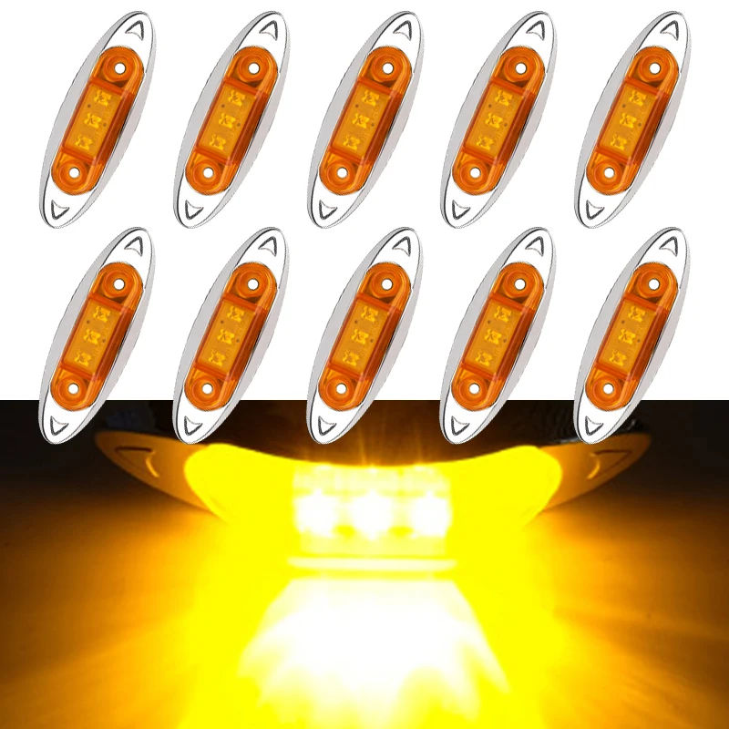 10PCS 12V 24V 3 luci di ingombro laterali a LED fanale posteriore di avvertimento luci esterne per Auto per rimorchio Scania per camion DAF per Isuzu