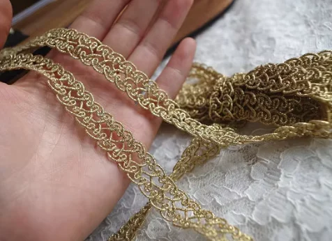 Gold Cord Crocheted Lace Tape