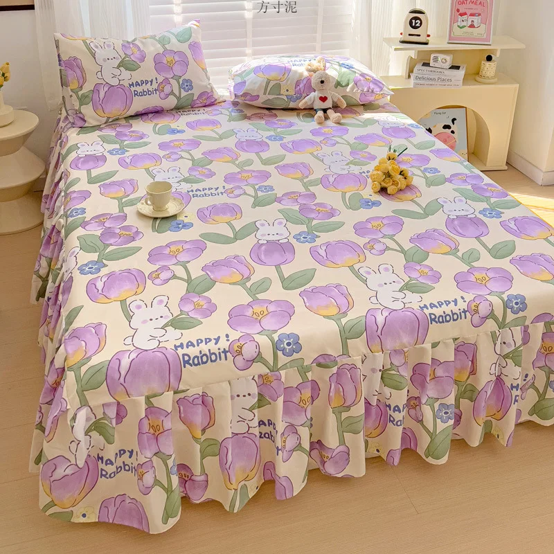 Thick Flower Pattern Bed Skirt Home Bedroom Double Bed 1.8-meter Lace Cotton Bed Skirt 1.5 Bed Cover 1.2m Single Bed Skirt LH542