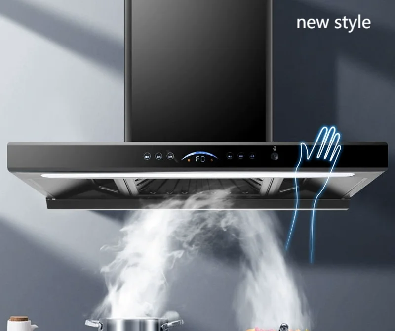 Top Suction Range Hood High Suction Power Cooker Hood Automatic Cleaning Wave to Control Start Stop