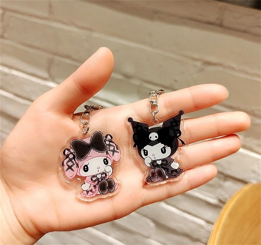 Miniso Sanrio Acrylic Keychain Cartoon Cute Kuromi Jade Guigou Accessories Muscle KT Cat Pendant Small Gift ﻿