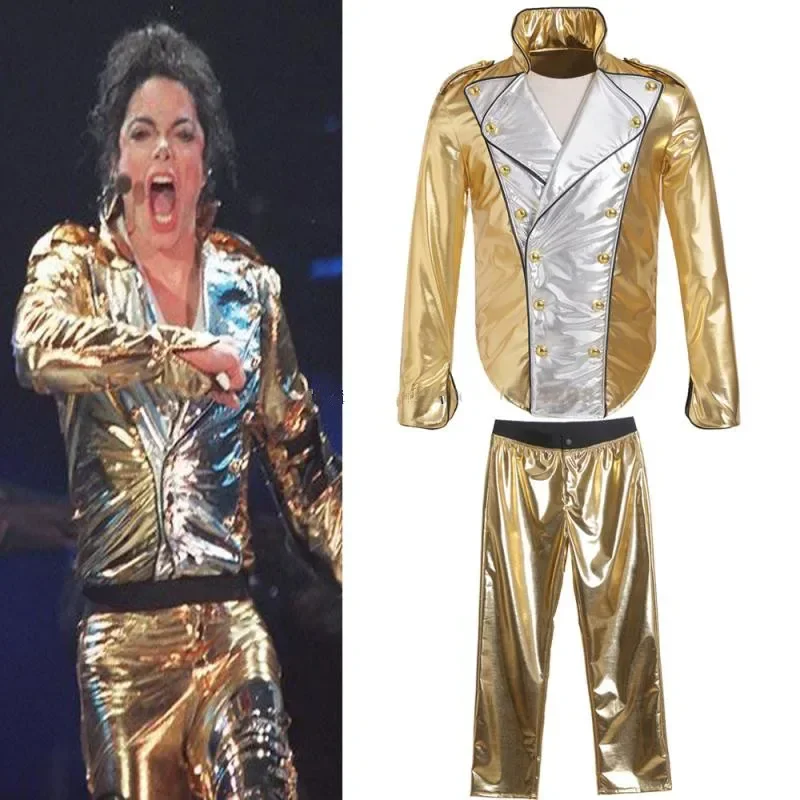 Michael Jackson Coat History Golden Jacket Pants Cosplay Contstume For Cosplay Imitation Prop Mtv Collection M-2Xl