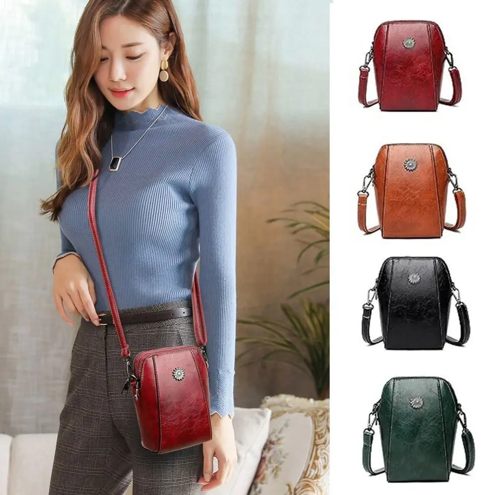 

Gift PU Vertical Cellphone Bag Purse Adjustable Shoulder Strap Mini Shoulder Bags Waterproof Solid Color Handbag
