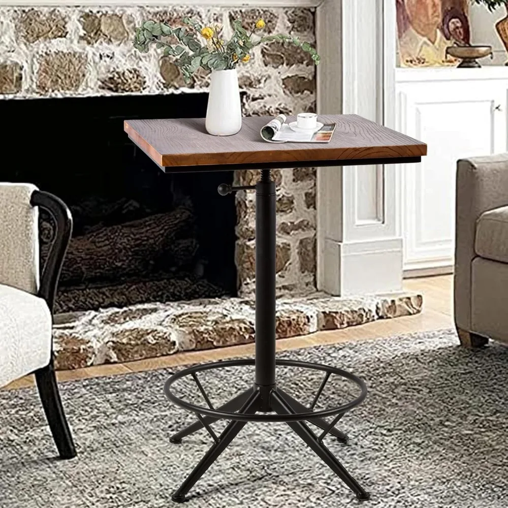 Bar Table 30.3-35.5inch Height Adjustable Small Bostro Table in Living Room Square Dinner Table for Kitchen Dining Ro