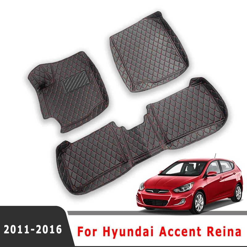 

For Hyundai Accent Reina 2011 2012 2013 2014 2015 2016 Car Floor Mats Styling Custom Leather Carpet Interior Accessories Protect