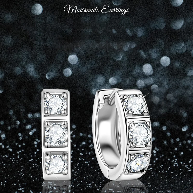 

Unisex Hip-Hop Moissanite Earrings, Stylish and Minimalist, 925 Sterling Silver with 18K Gold Plating Hoop