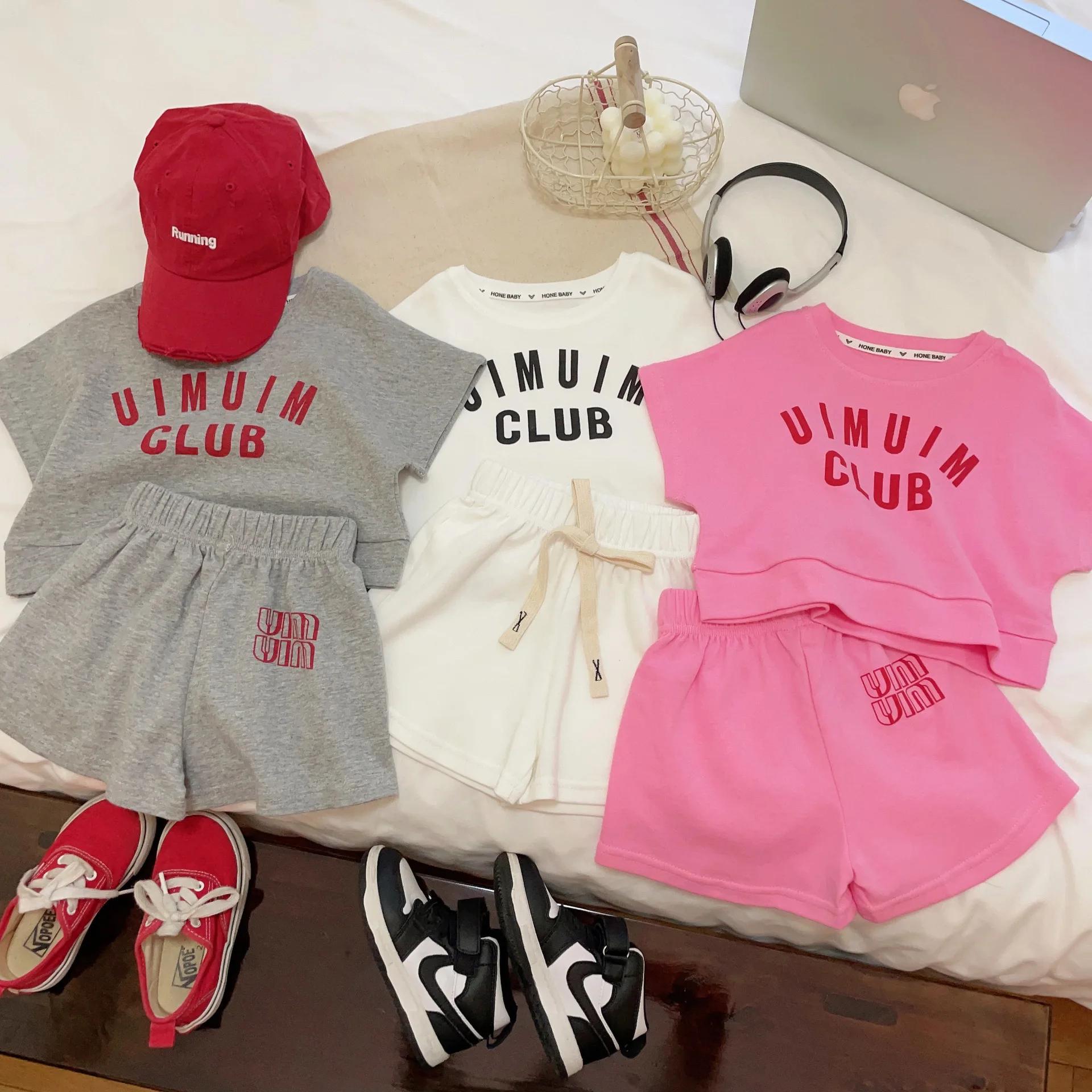 

2024 Summer Children's Sets Fashion Letters Cotton Children's Clothing Suit For Girls Boys Korea Style Girls Set