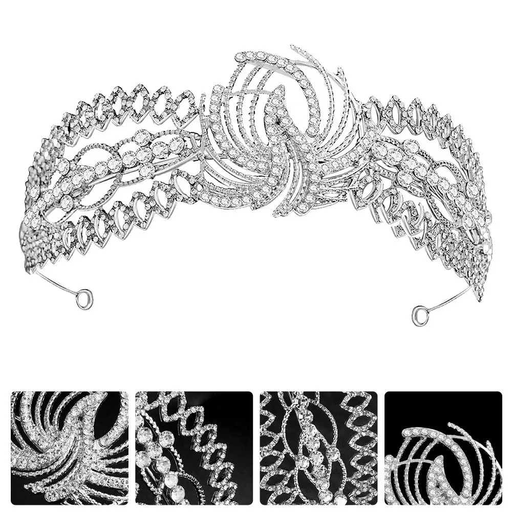 

Delicate Alloy Bridal Tiara Rhinestone Wedding Headpiece for Bride Bridesmaid Party Valentine Birthday Anniversary Elegant Hair