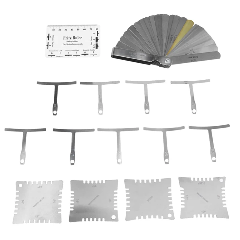 15PCS  Guitar Measuring Tool Sets Guitar Tool Accessories Musical Instrument Repair Kits Ruler Multipurpose Guitar Setup Tools