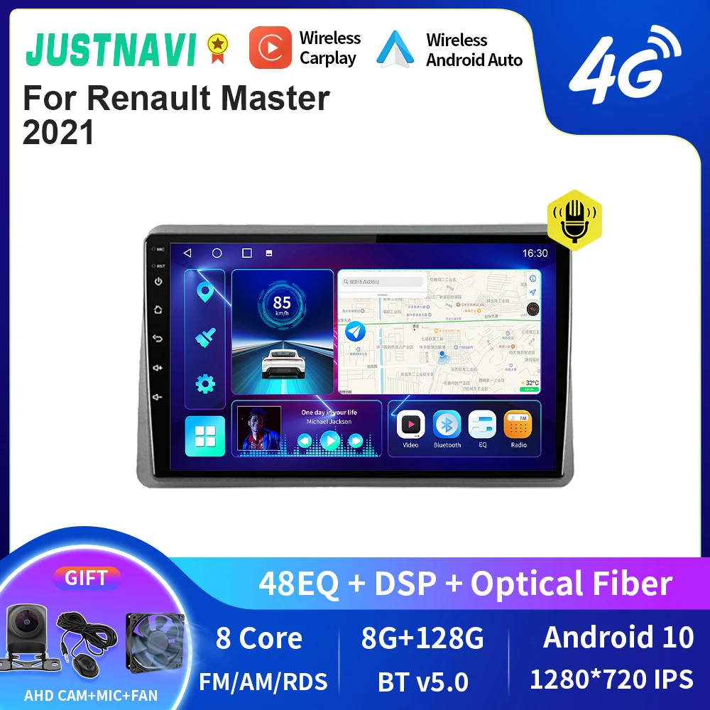 

JUSTNAVI QT10 Android 10.0 Car Radio For Renault Master 2021 Car Radio Multimedia BT Carplay 4G WIFI 2 Din No DVD