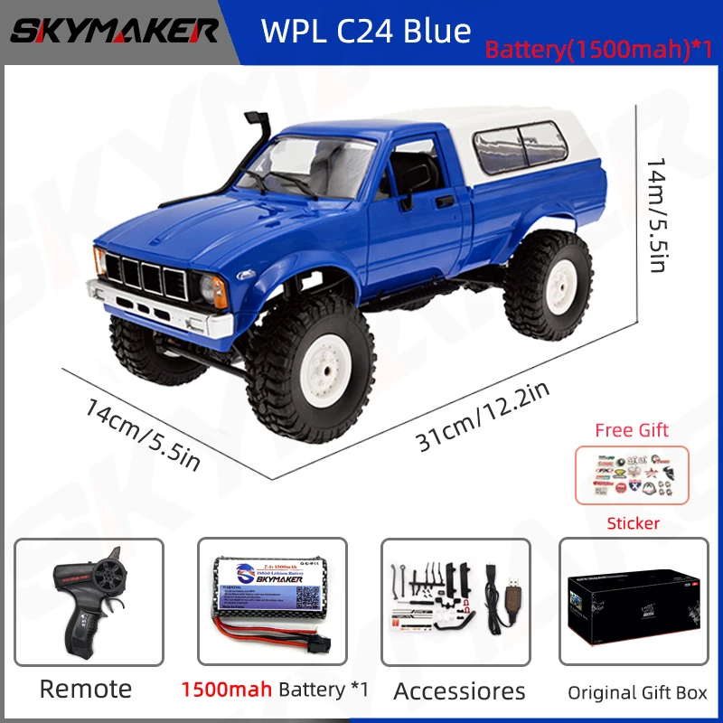 WPL C24-1 フルスケール RC カー 1:16 2.4 グラム 4WD ロック