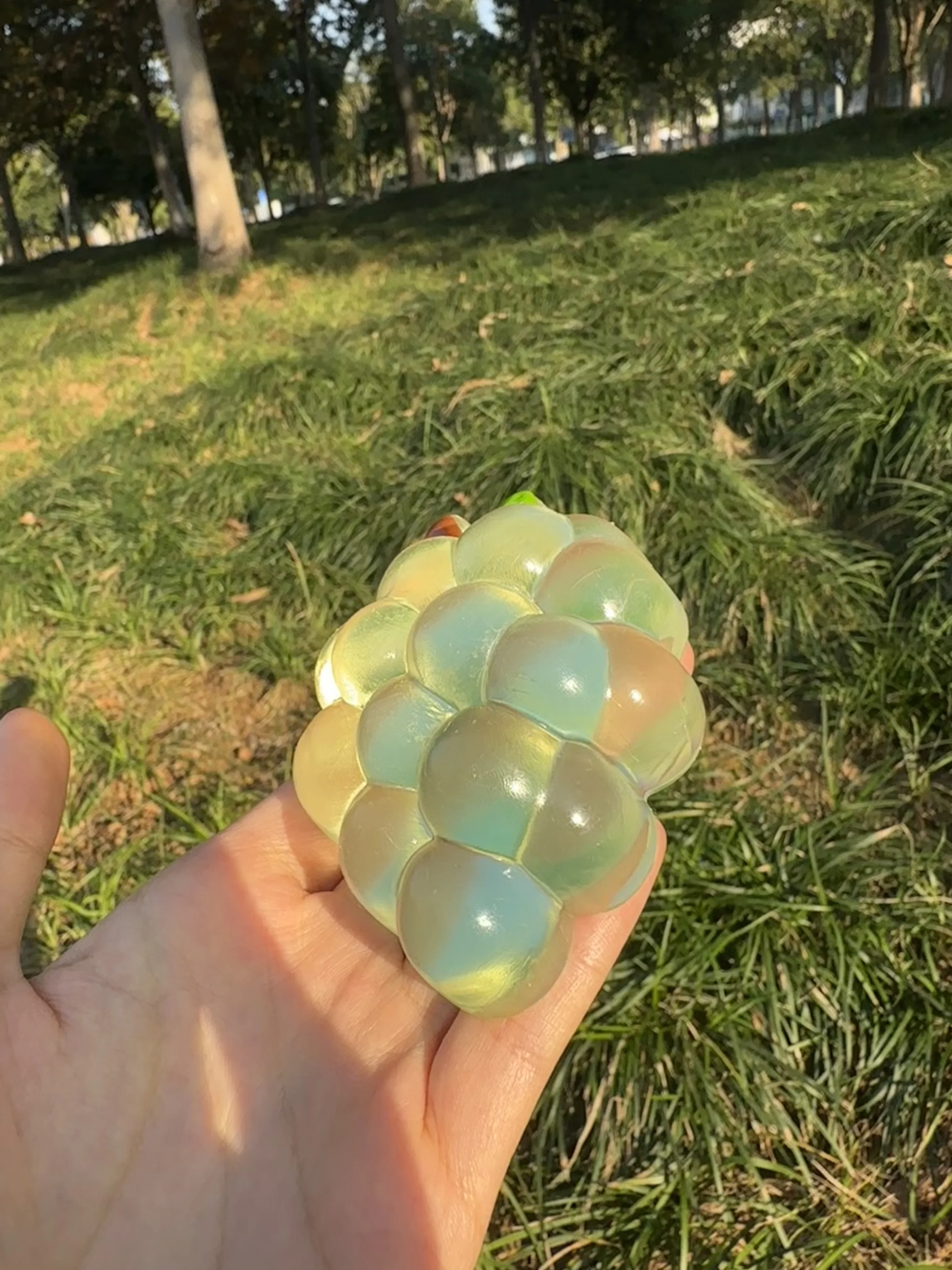 Sensory Fidget Toy Stress Relief Squeeze Toy Slow Rebound Squishy Grape Simulated Fruit Cozy Handmade Gift for Anxiety and Focus