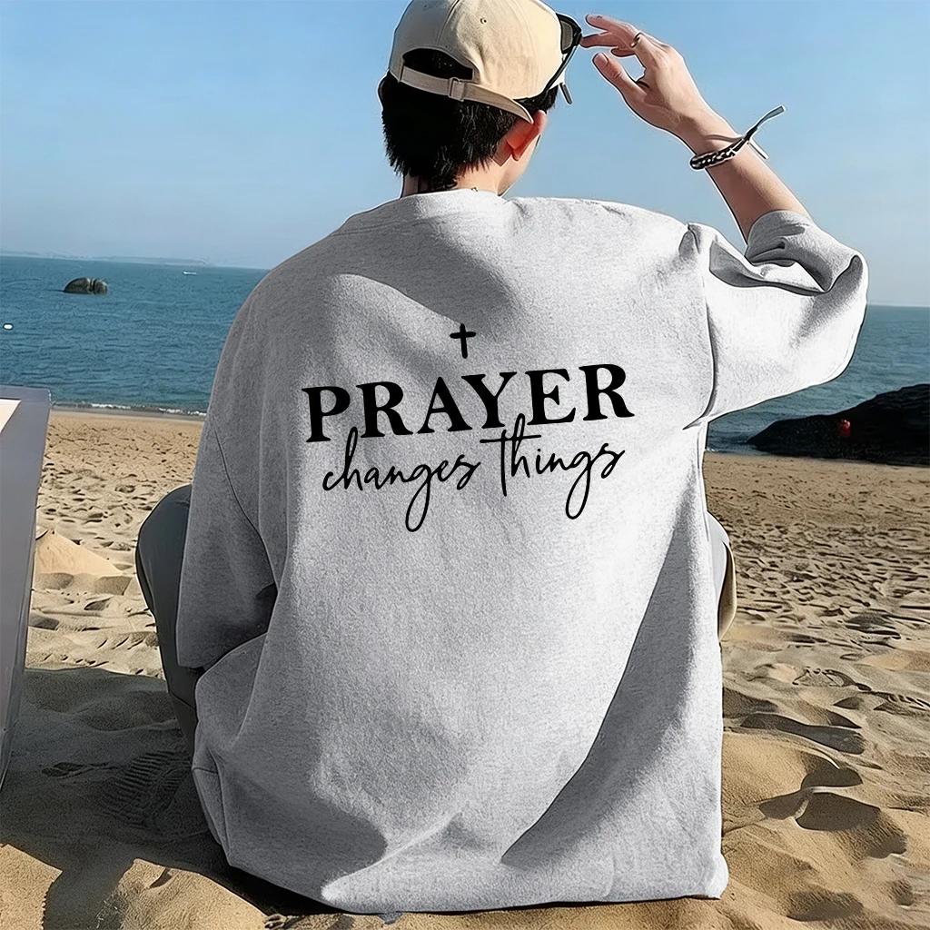 Prayer Change Things Printed Fashion Casual Tops Men'S Summer Breathable Short Sleeve Soft Cool Tees Cotton Basics T-Shirt