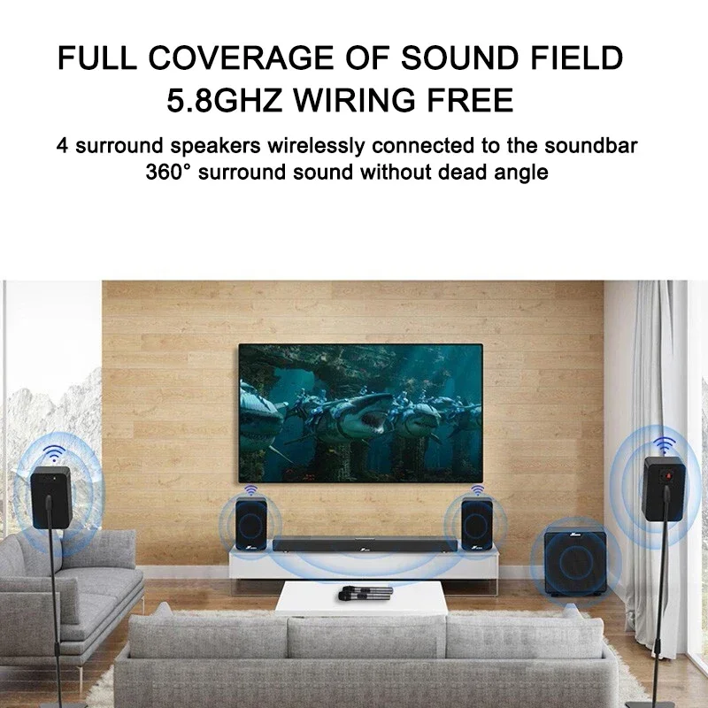 

7.1 Home Theater System Surround Sound Speakers With 8 Inch Passive Subwoofer Home Audio System For 4K TV Ultra HD AV DVD