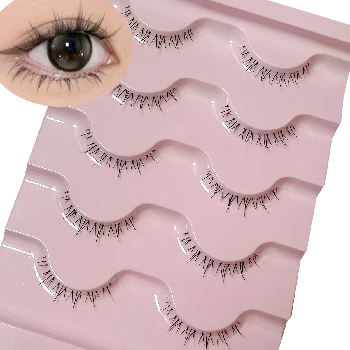 5Pairs Bottom Eyelashes Manga Lower Lashes Clear Band Wispy Small Flame Under Eye Lashes Korean Makeup Cosplay Tools