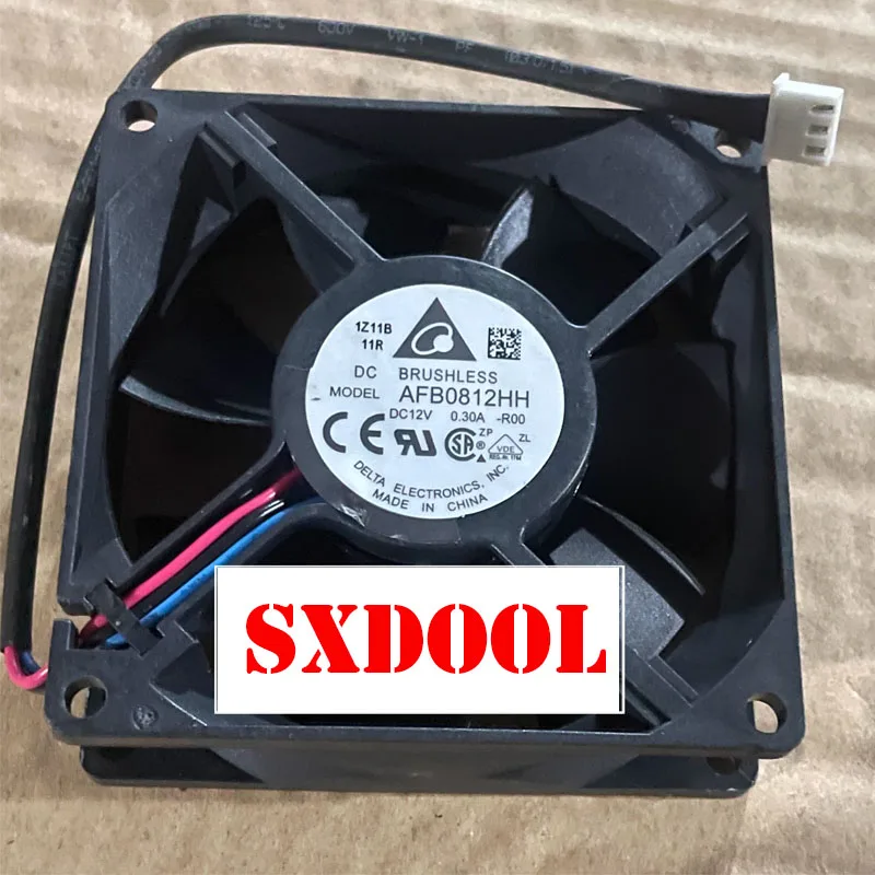 

New for Delta AFB0812HH -R00 8025 12V 0.30A 80mm 8cm Three Wire Alarm Function Server Inverter Axial DC Brushless Cooling Fan