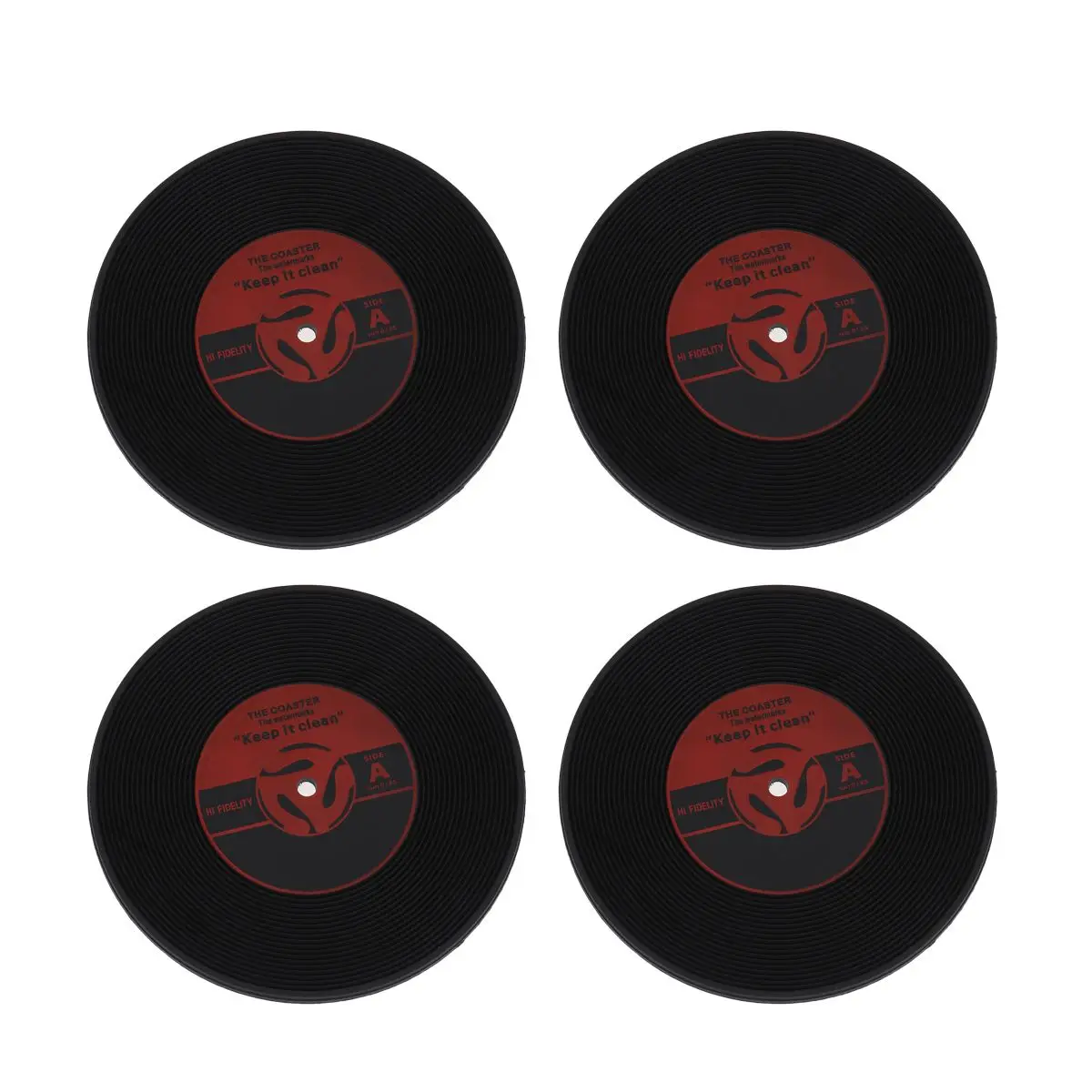 

4 Pcs Vinyl Record Coasters Retro Styled LED Disk Music Decor Cute Round Protect Tables Beer Coffee Mug Bar