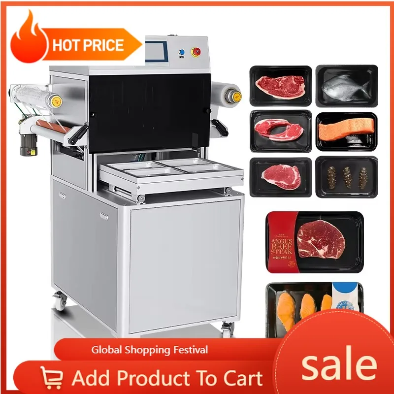 Tray Sealing Vacuum Packer Nitrogen Gas Replacement for Cooked Meat Prepared Food Processing