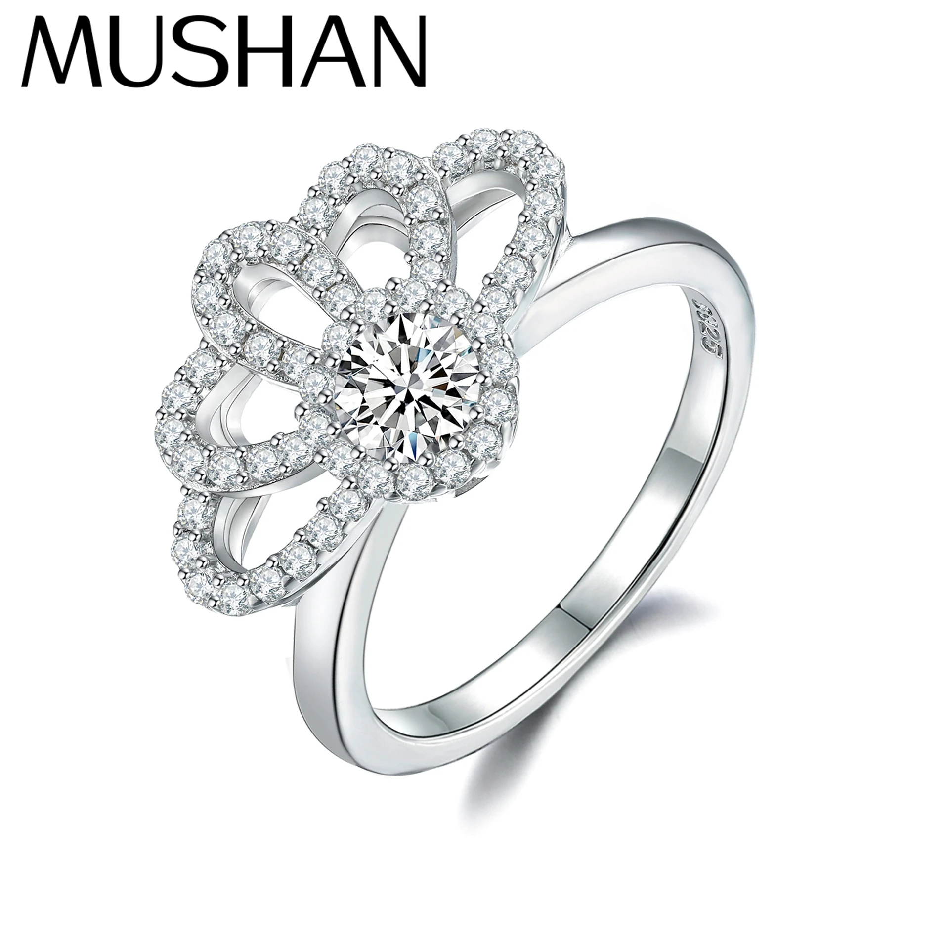 

MuShan Designer Jewelry 925 Sterling Silver Ring Zircon 5A Marquise Statement for Ladies 18K Gold Plated Fine Jewelry Rings