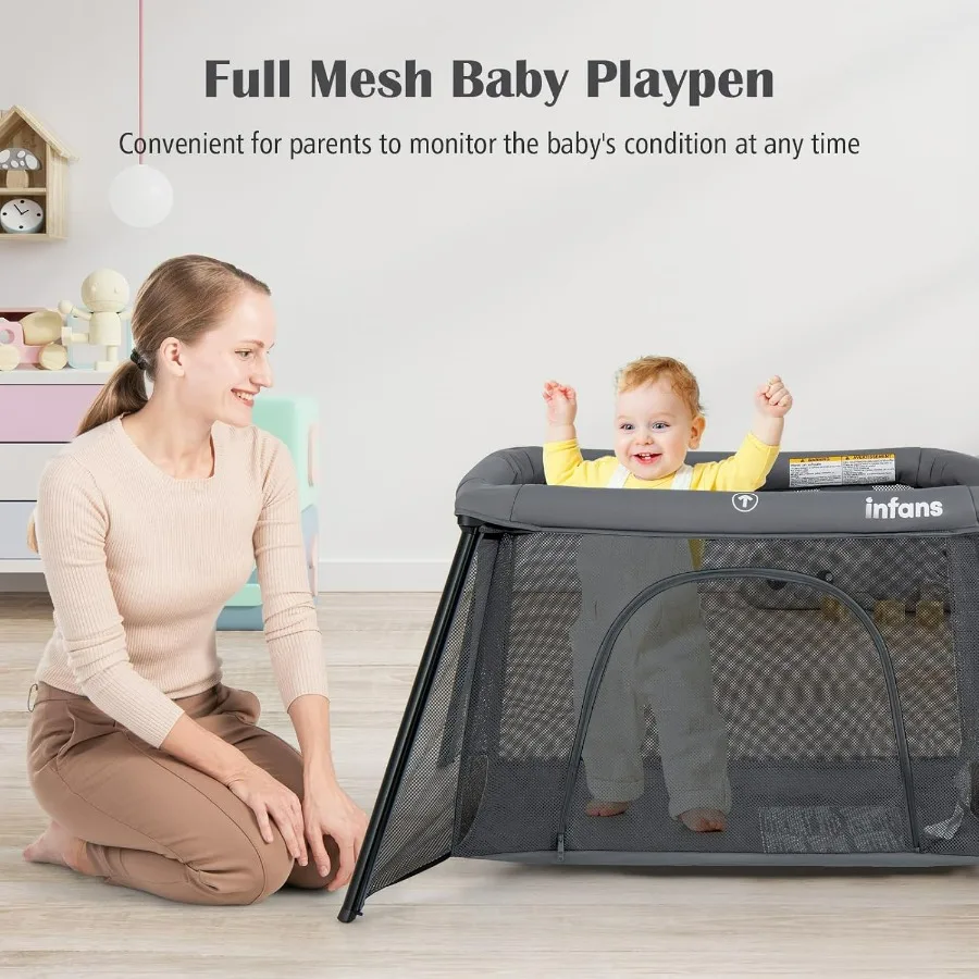 Berço de viagem portátil cercadinho do bebê com berço removível colchão macio saco de transporte dobrável leve playard berçário centro f