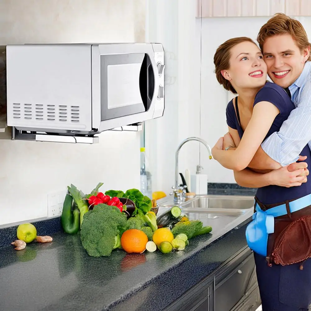 Wall-mounted Storage Rack Wall-mounted Rack Stainless Steel Wall Mounted Microwave Oven Rack with Strong for Electrical