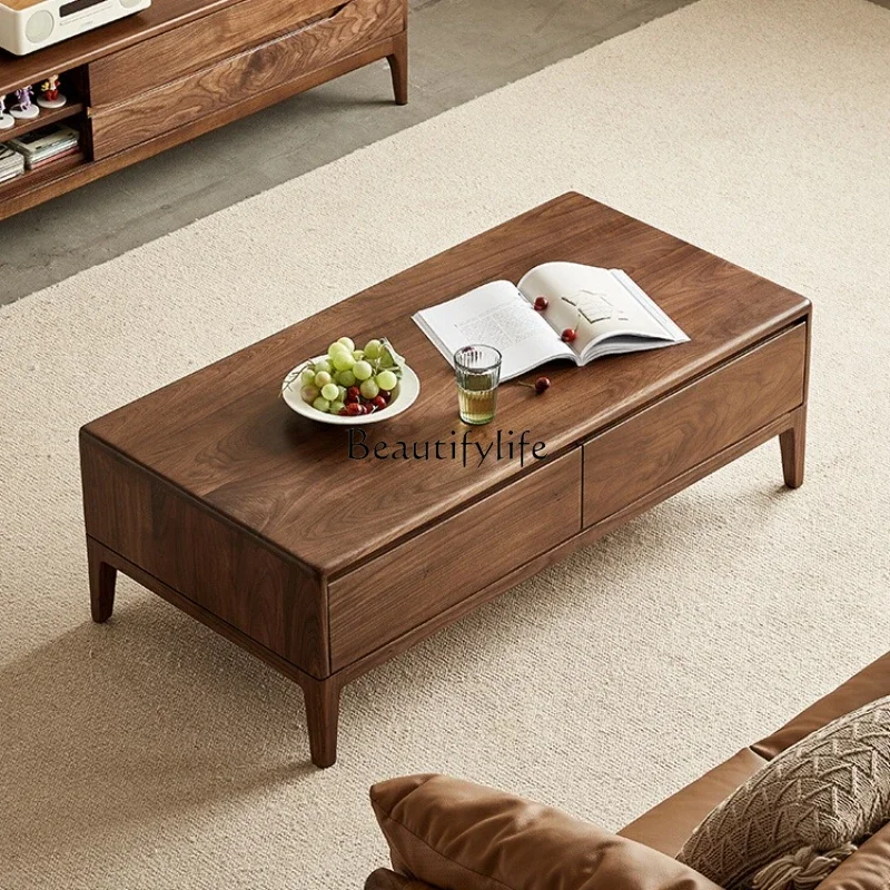 

ls 04North American black walnut simple all-solid wood coffee table household living room log coffee table