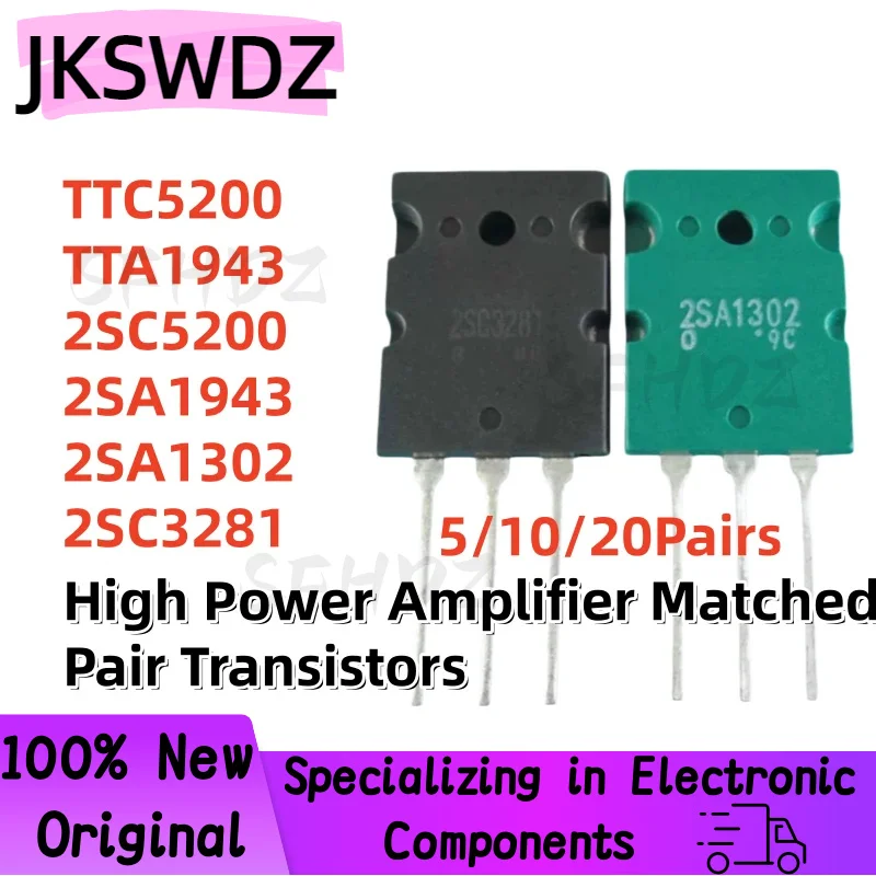 5/10/20 Pares NUEVOS de Transistores de Audio Emparejados TTC5200 TTA1943 2SC5200 2SA1943 2SA1302 2SC3281 C5200 A1943 A1302 C3281 TO-3PL