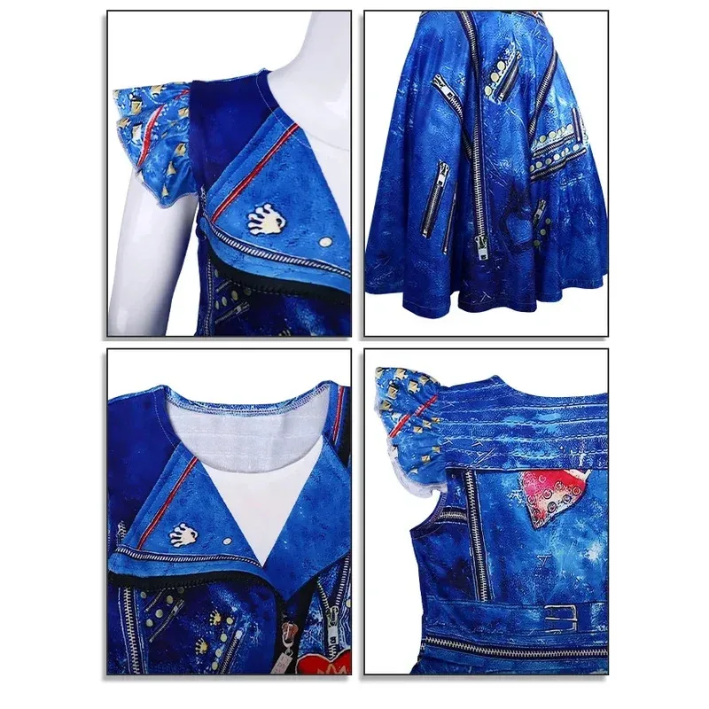 Kostium CyDescendants dla dziewczynek na Halloween, karnawał, przebranie Evie Mal, kostium cosplay dla dzieci, przebranie na urodziny, bal przebierańców