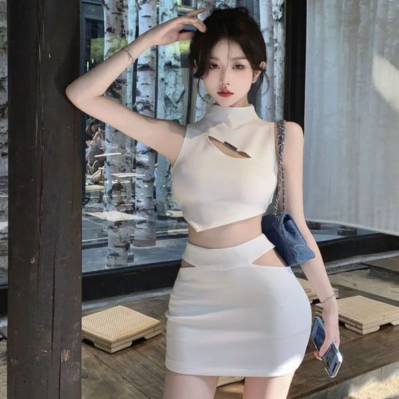 

Sleeveless Woman Outfit New Matching Summer Fashion 2025 Vacation in The Same Festival Short Mini 2 Pieces Skirt Sets for Women