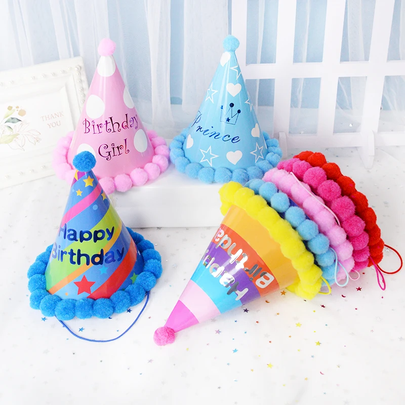 3/5pcs Topi Pesta Selamat Ulang Tahun Polka Dot DIY Colorful Star Stripe Pattern Sharp Corner Paper Hat Birthday Party Decor Hat