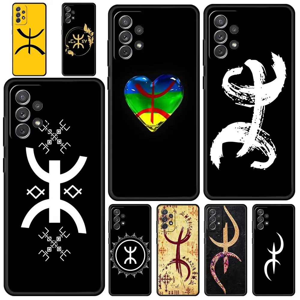 Phone Case For Samsung A15 A13 A51 A71 A41 A31 A21S A03S A05 A12 A32 A52 A23 A25 A33 A53 A73 5G Cover Amazigh Berber Flag