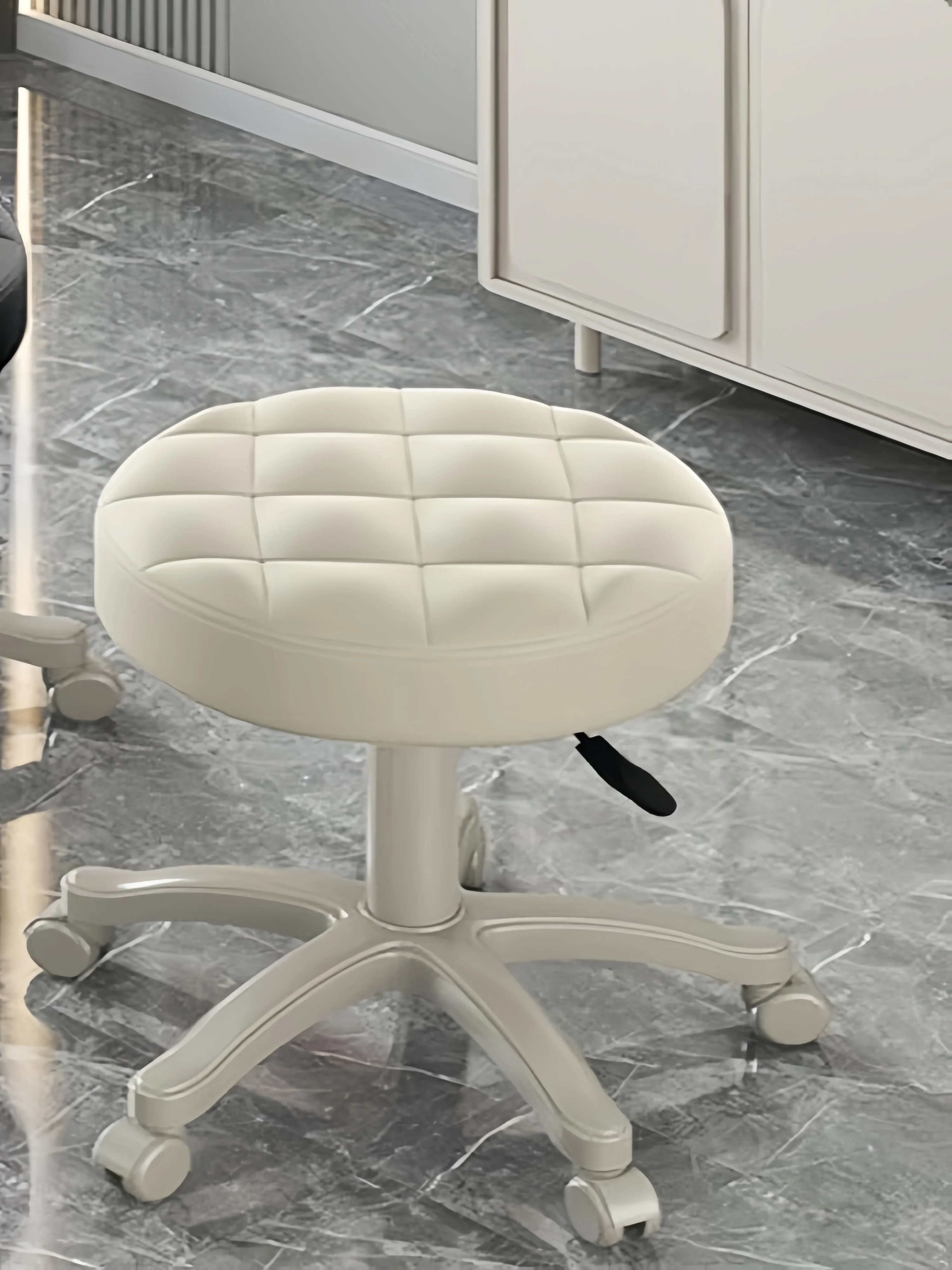 

Heavy Duty Round Stool Pu Leather Height 360° Swivel with Wheels Chair Office Home Drafting Work Studio Shop Spa Salon