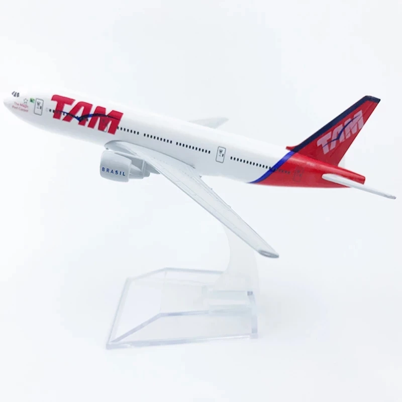 Wyświetlacz 16CM B-777 B777 Brazylia TAM AirLines Alloy Samolot pasażerski Zabawki Model samolotu Kolekcja Butik Dekoracja Prezent